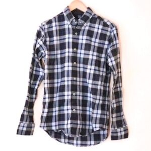 American Eagle Blue & Grey Plaid Button Down Shirt